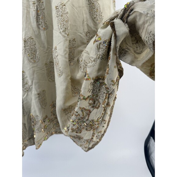 Carole Little Vintage skirt Linen Blend sequin Folk Cottagecore Fairy Midi 8 - Picture 2 of 13